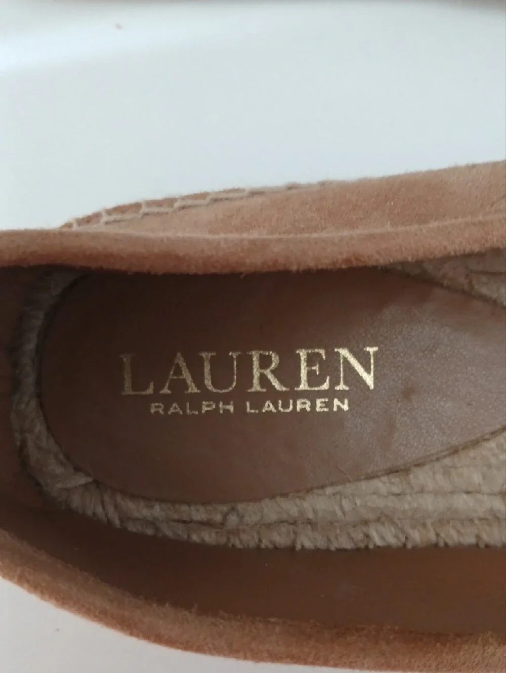 Lauren Ralph Lauren Cognac Suede Espadrille Flats